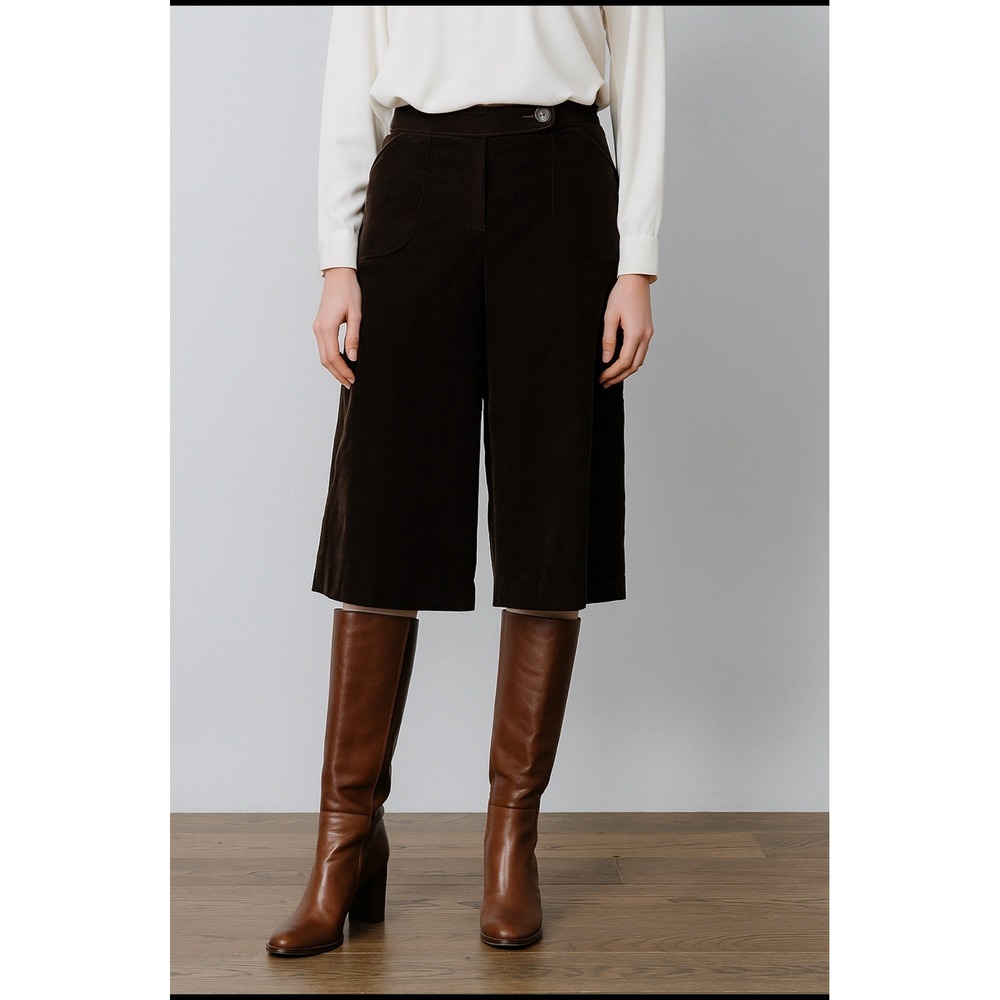Vintage Y2K Bay Corduroy‎ Cropped Wide Leg Pants Brown Womens Size 12 Boho